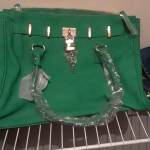 Green soft leather bag
